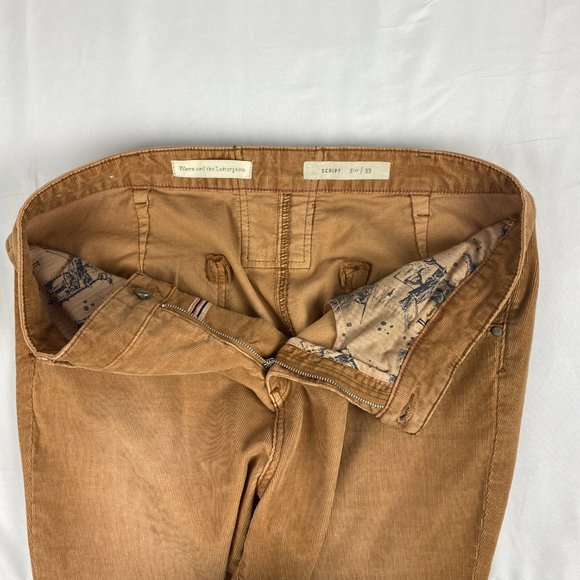 Anthropologie Pilcro Pants Women 35x31* Corduroy Script Lace Up Back Flare‎ Leg - Picture 8 of 14